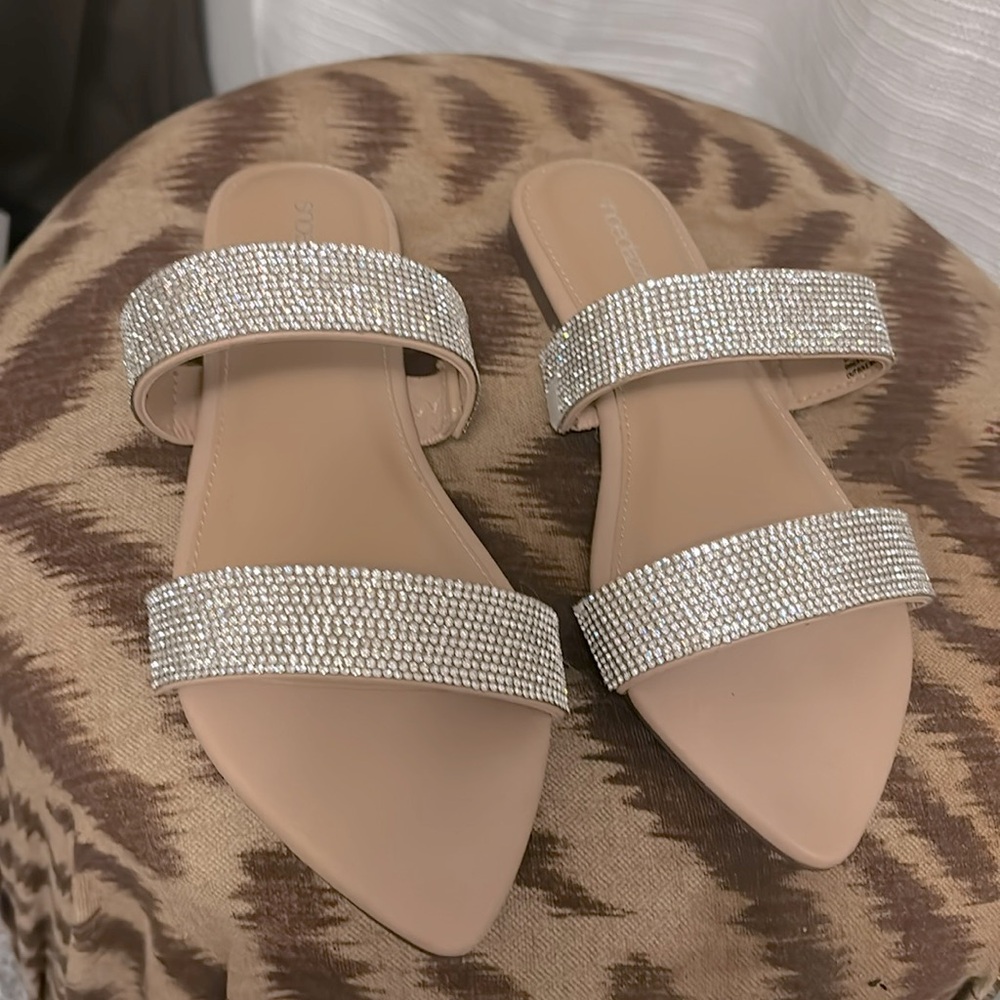 Faux Diamond Double Strapped Sandals